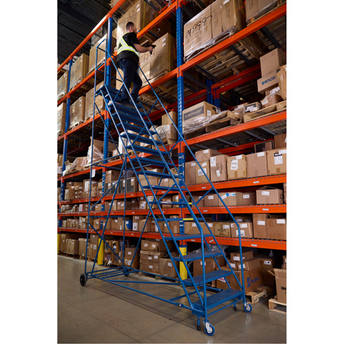 CSA-Certified Rolling Step Ladder with Locking Step, 16 Steps, 30" Step Width, 144" Platform Height, Steel Southpoint Industrial Supply