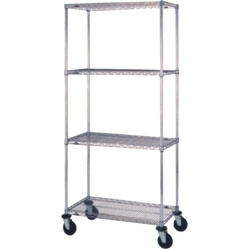 Chariots en treillis m&eacute;tallique, Chrom&eacute;, 24" x 69" x 36", Capacit&eacute; 800 lb Southpoint Industrial Supply