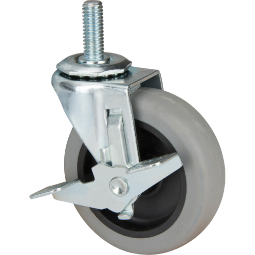 Stem Caster, Swivel with Brake, 3" (76 mm) Dia., 80 lbs. (36 kg.) Capacity Southpoint Industrial Supply