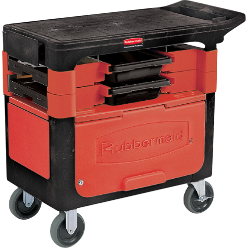 Chariots de travail Trades a/compartiment, 2 tiroirs, 38" lo x 19-1/4" la x 33-3/8" h, Noir Southpoint Industrial Supply