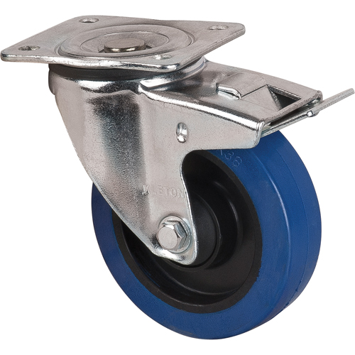Blue Caster, Swivel with Brake, 5" (127 mm), Rubber, 400 lbs. (181 kg.) Southpoint Industrial Supply