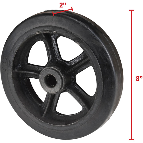Roue en caoutchouc moul&eacute;, 8" (203 mm) dia. x 2" (51 mm) la, Capacit&eacute; de 400 lb (181 kg) Southpoint Industrial Supply