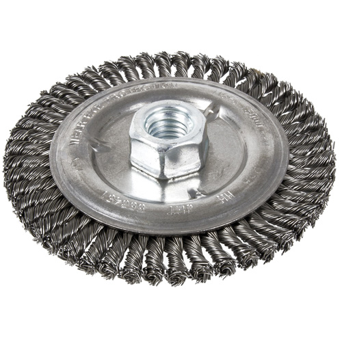 Brosse pour cordon de soudure, Dia. 5", Fils 0,022", Arbre 5/8"-11, Acier Southpoint Industrial Supply