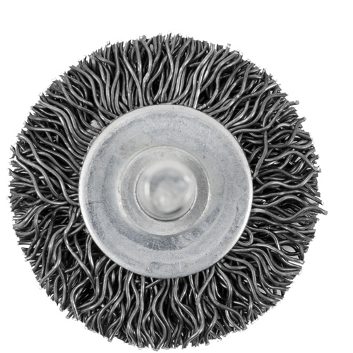 Brosse radiale &agrave; fils cr&ecirc;p&eacute;s mont&eacute; sur mandrin 126, 1-1/2", Fils 0,02", Tige 1/4" Southpoint Industrial Supply