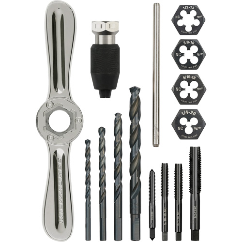 Jeu de tarauds et fili&egrave;res avev poign&eacute;e 2-en-1 Hex-Lok, 15 Morceaux Southpoint Industrial Supply
