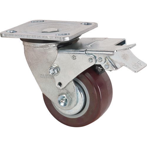 Roulette, Pivotant avec frein, 4" (101,6 mm), Polyur&eacute;thane,  Southpoint Industrial Supply