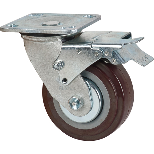Roulette, Pivotant avec frein, 5" (127 mm), Polyur&eacute;thane, 650 lb (294 kg) Southpoint Industrial Supply