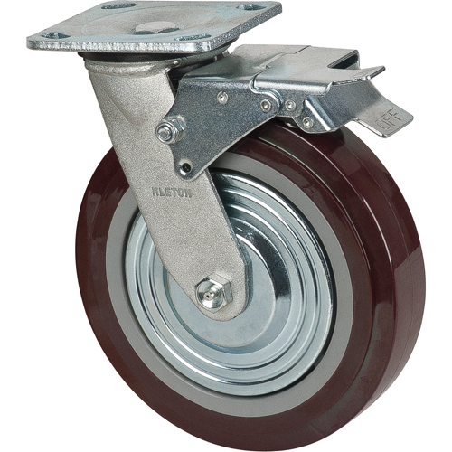 Roulette, Pivotant avec frein, 8" (203,2 mm), Polyur&eacute;thane, 1000 lb (453,6 kg) Southpoint Industrial Supply