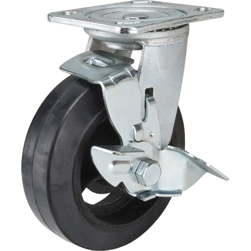 Mold-on Caster, Swivel with Brake, 6" (152.4 mm), Rubber, 550 lbs. (249 kg.) Southpoint Industrial Supply