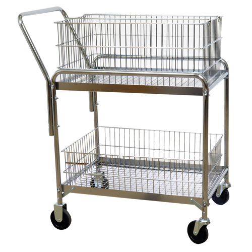 Wire Mesh Office Mail Cart, 200 lbs. Capacity, Chrome, 20" D x 33" L x 37-1/2" H, Chrome Plated Southpoint Industrial Supply