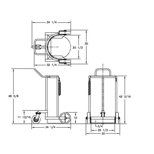 Large Liquid Gas Cylinder Truck LCC, Polyurethane Wheels, 20" W x 20" D Base, 1000 lbs. Southpoint Industrial Supply