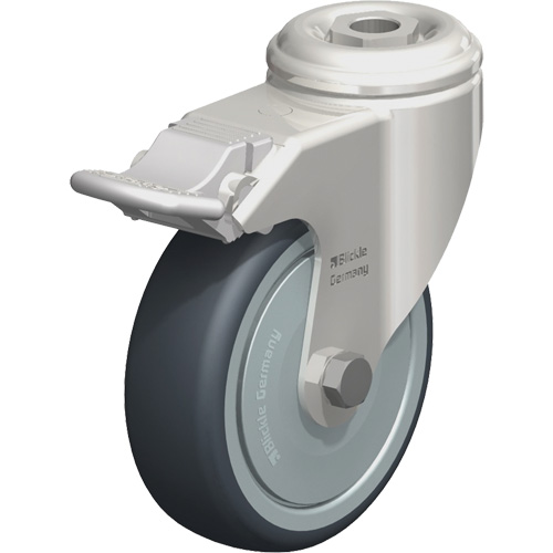 Roulette en &eacute;lastom&egrave;re thermoplastique acier inoxydable, Pivotant avec frein, Diam&egrave;tre 4" (102 mm), Capacit&eacute; 240 lb (108 kg) Southpoint Industrial Supply