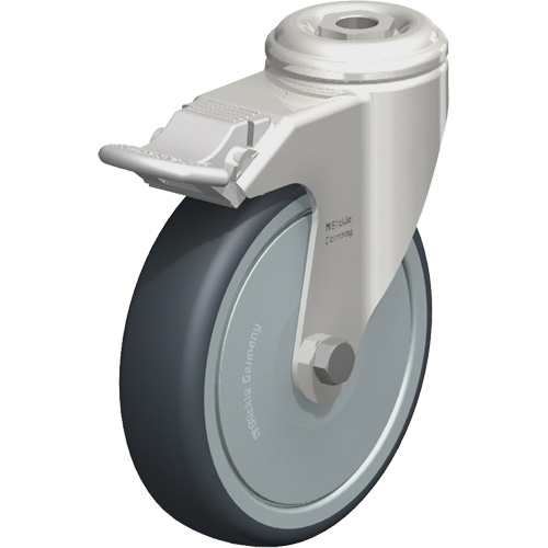 Stainless Steel Thermoplastic Elastomer Caster, Swivel with Brake, 5" (127 mm) Dia., 265 lbs. (120 kg.) Capacity Southpoint Industrial Supply
