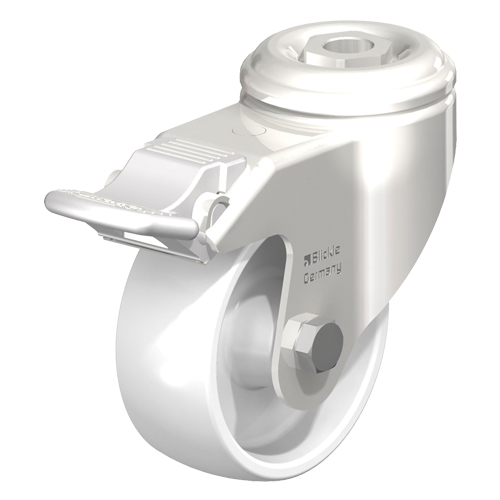 Stainless Steel Nylon Caster, Swivel with Brake, 3-1/8" (79.5 mm) Dia., 265 lbs. (120 kg.) Capacity Southpoint Industrial Supply
