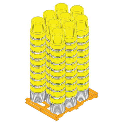Baril emboîtable en poly&eacute;thyl&egrave;ne, 10 gal. US (8,33 gal. imp.), Dessus ouvert, Jaune Southpoint Industrial Supply