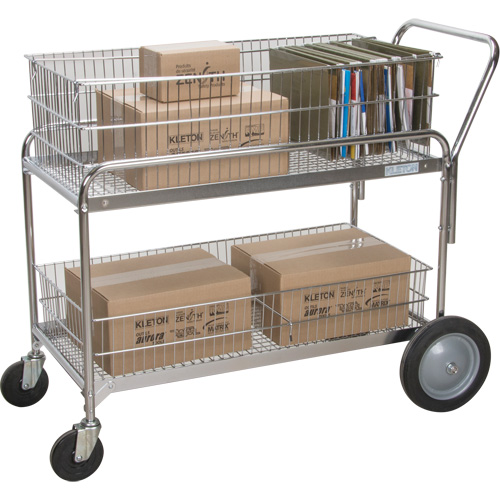 Wire Mesh Office Mail Cart, 250 lbs. Capacity, Chrome, 23" D x 42" L x 38" H, Chrome Plated Southpoint Industrial Supply