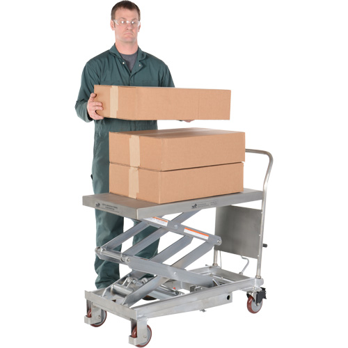 Manual Hydraulic Scissor Lift Table, 35-1/2" L x 20" W, Partial Stainless Steel, 800 lbs. Capacity Southpoint Industrial Supply