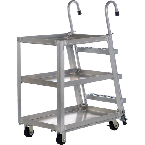 Stockpicker Truck, Aluminum, 21-7/8" W x 40" D, 3 Shelves, 660 lbs. Capacity Southpoint Industrial Supply