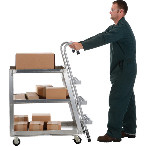 Stockpicker Truck, Aluminum, 21-7/8" W x 40" D, 3 Shelves, 660 lbs. Capacity Southpoint Industrial Supply