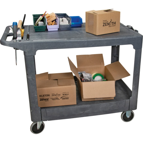 Chariot utilitaire pour l'entretien avec tablette plate, 2 tiers, 25-1/4" x 32-1/4" x 44", Capacit&eacute; 550 lb Southpoint Industrial Supply