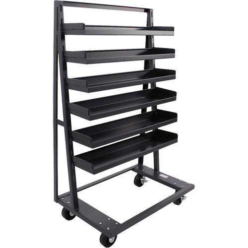Single-Sided Heavy Duty A-Frame Cart with 6 Lipped Trays, 38" x 25" x 63", 2500 lbs. Capacity Southpoint Industrial Supply