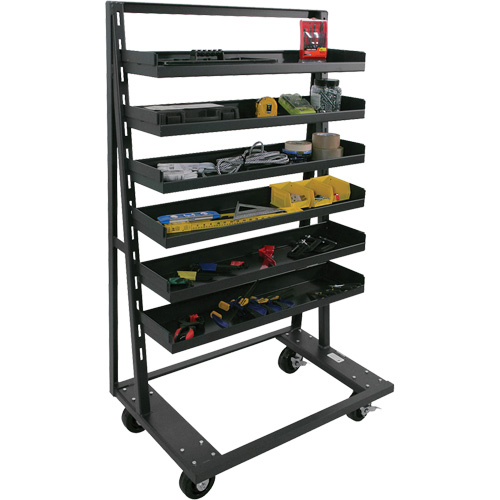 Single-Sided Heavy Duty A-Frame Cart with 6 Lipped Trays, 38" x 25" x 63", 2500 lbs. Capacity Southpoint Industrial Supply