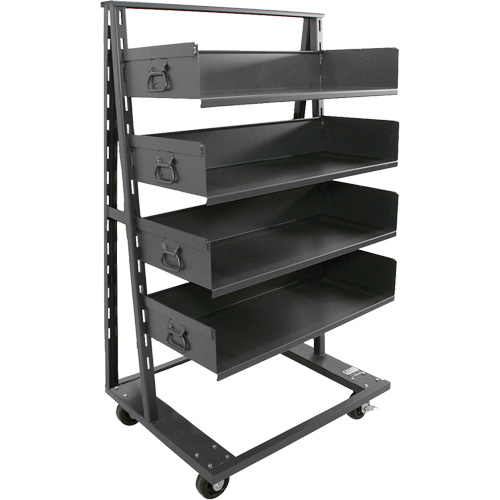 Single-Sided Heavy Duty A-Frame Cart with 4 Large Trays, 38" x 25" x 63", 2500 lbs. Capacity Southpoint Industrial Supply