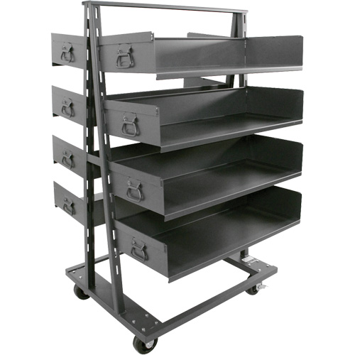 Double-Sided Heavy Duty A-Frame Cart with 8 Large Trays, 38" x 30" x 63", 2500 lbs. Capacity Southpoint Industrial Supply