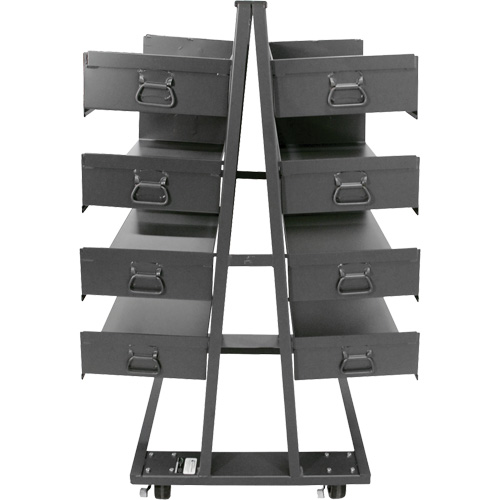 Double-Sided Heavy Duty A-Frame Cart with 8 Large Trays, 38" x 30" x 63", 2500 lbs. Capacity Southpoint Industrial Supply