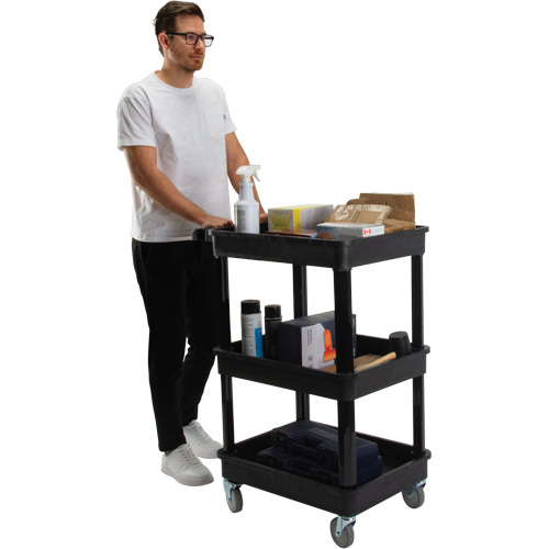 Chariot utilitaire avec tablette &agrave; bordure profonde, 3 tiers, 19" x 39-1/2" x 28-1/4", Capacit&eacute; 330 lb Southpoint Industrial Supply