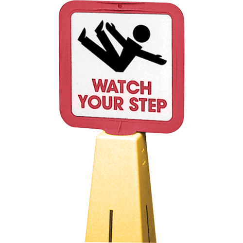 C&ocirc;nes de d&eacute;viation - &eacute;tiquettes de message  Watch Your Step , Adh&eacute;sif, Anglais avec pictogramme Southpoint Industrial Supply