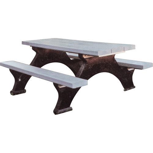 Recycled Plastic Picnic Tables, 6' L x 62-1/4" W, Grey Southpoint Industrial Supply
