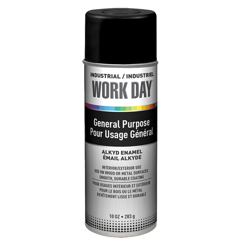 Peinture industrielle Work Day, Noir, Tr&egrave;s mat, 10 oz, Canette a&eacute;rosol Southpoint Industrial Supply
