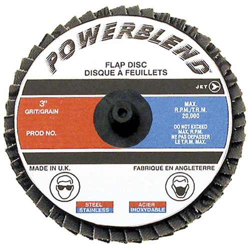POWERBLEND Roll-on Flap Disc, 2" x Type R, Z120 Grit, Zirconia Alumina Southpoint Industrial Supply
