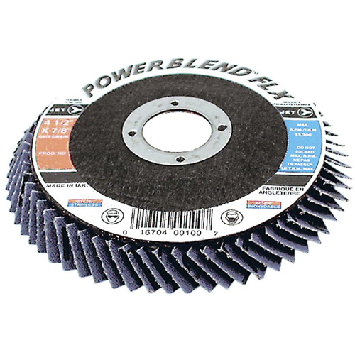 Disque &agrave; lamelles flexible PowerBlend FLX, 4-1/2" x 7/8", Type 27, Grain Z60, Alumine de zirconium Southpoint Industrial Supply