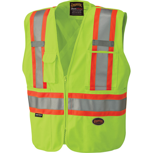 6936 5-Point Tear-Away Safety Vest, High Visibility Lime-Yellow, 2X-Large, Polyester Southpoint Industrial Supply