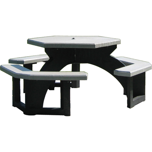 Recycled Plastic Hexagon Picnic Tables, 78" L x 78" W, Grey Southpoint Industrial Supply