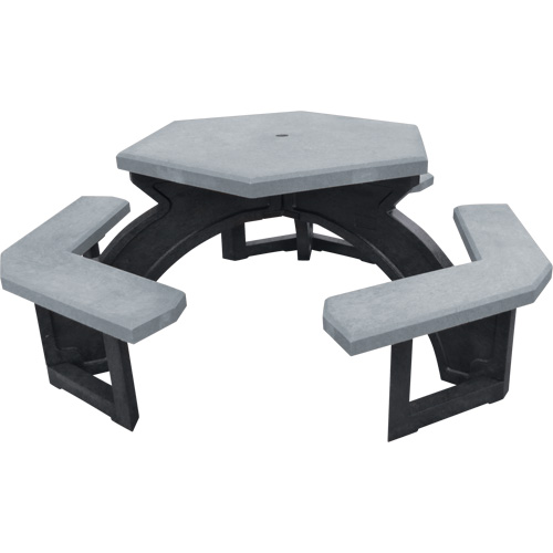 Recycled Plastic Hexagon Picnic Tables, 78" L x 78" W, Grey Southpoint Industrial Supply