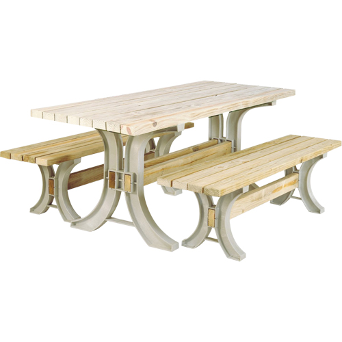 2x4 Basics&reg; Picnic Table & Benches Kit, 8' L x 30" W, Sand Southpoint Industrial Supply