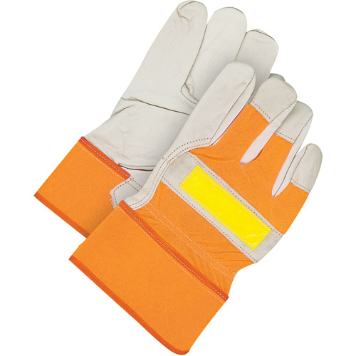 Gants d'ajusteur classiques haute visibilit&eacute;, Taille unique, Paume en Cuir fleur de vache, Doublure en Molleton Southpoint Industrial Supply