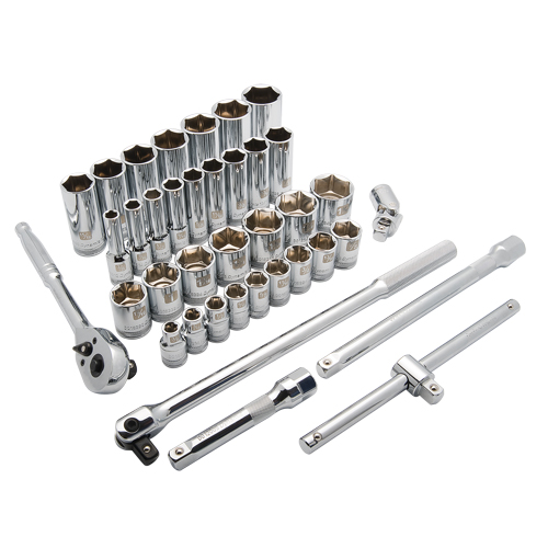 SAE Socket Set, 38 Pcs, 1/2" Drive Size, Deep Southpoint Industrial Supply