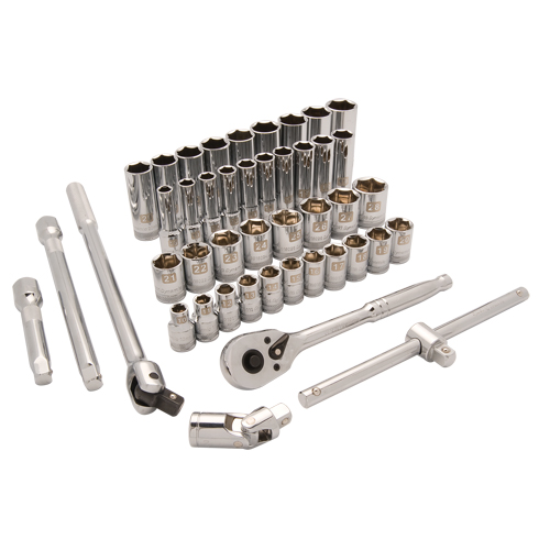 Metric Socket Set, 43 Pcs, 1/2" Drive Size, Deep Southpoint Industrial Supply