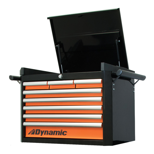 Top Tool Chest, 28" W, 8 Drawers, Black/Orange Southpoint Industrial Supply