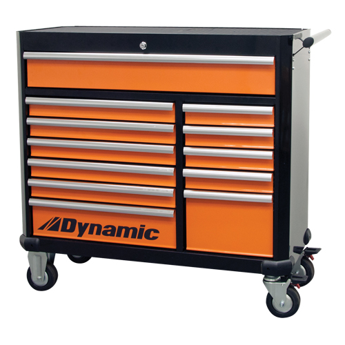 Armoire &agrave; outils mobile, 12 tiroirs, 42" la x 18" p x 41" h, Noir/Orange Southpoint Industrial Supply