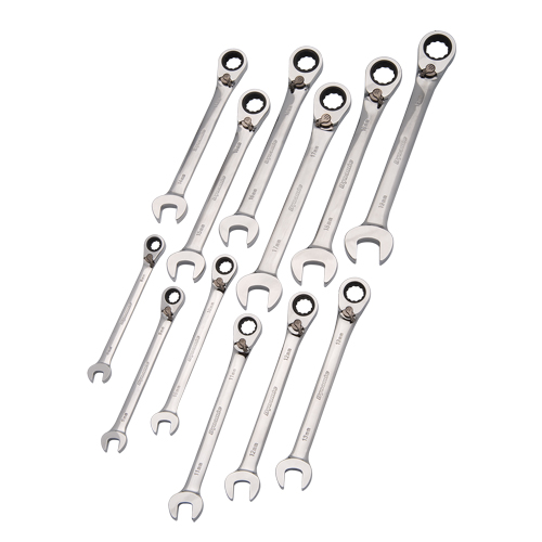 Jeu de cl&eacute;s &agrave; cliquet r&eacute;versible, Combinaison, 12 morceaux, M&eacute;trique Southpoint Industrial Supply