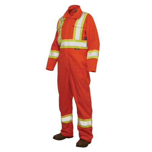 Combinaison de s&eacute;curit&eacute; non doubl&eacute;e, Grand, Orange haute visibilit&eacute; Southpoint Industrial Supply