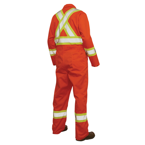 Combinaison de s&eacute;curit&eacute; non doubl&eacute;e, Grand, Orange haute visibilit&eacute; Southpoint Industrial Supply