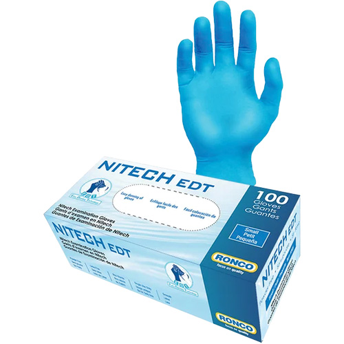 EDT&reg; Examination Gloves, Small, Nitech&reg;, 5-mil, Powder-Free, Blue, Class 2 Southpoint Industrial Supply