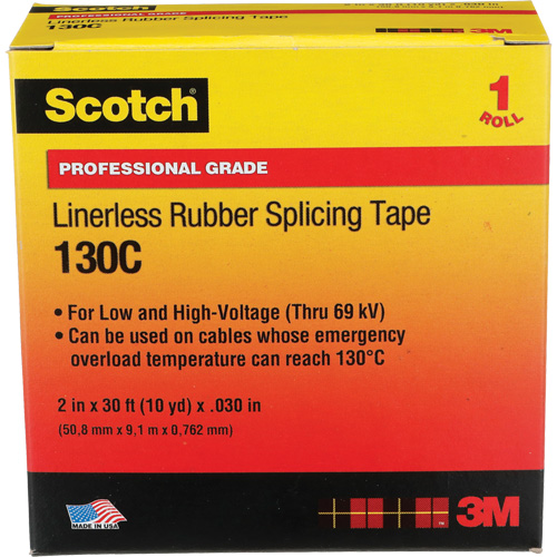 Scotch&reg; Professional Grade Linerless Rubber Splicing Tape, 50.8 mm (2") W x 9 m (30') L, 30 mils, Black Southpoint Industrial Supply