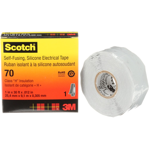 Scotch&reg; Self-Fusing Silicone Rubber Electrical Tape, 25.4 mm (1") x 9 m (30'), Grey, 12 mils Southpoint Industrial Supply